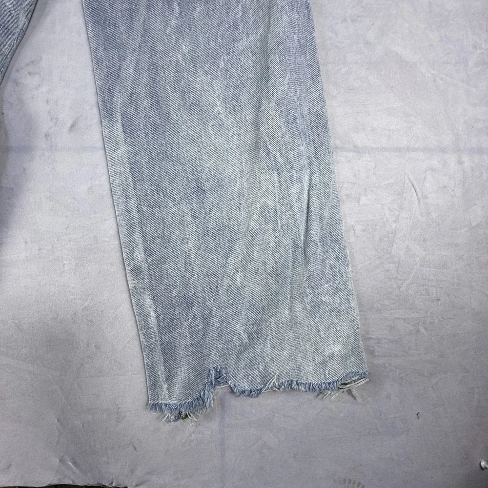 PacSun Womens Baggy Jeans Blue Denim 5-Pocket Raw Hem Light Wash Whisker 26 - Picture 13 of 16